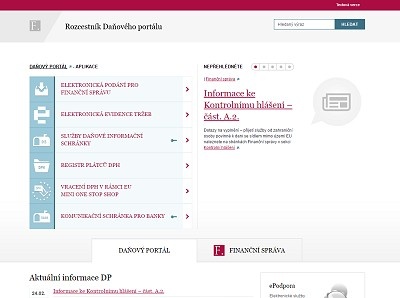 Rozcestník daňového portálu Rozcestník daňového portálu